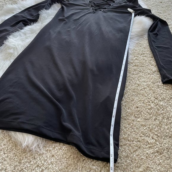 Black Bodycon Dress with Front Lace Up Size Small - Picture 7 of 8